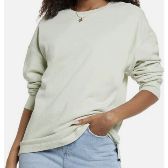 Brass plum BP Nordstrom nwt oversized lime cream crew neck sweatshirt - Picture 1 of 7